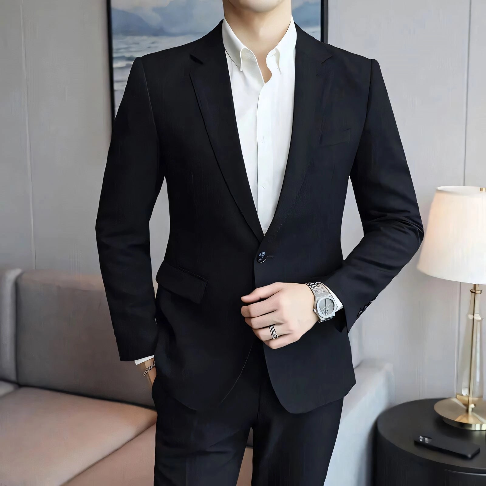 Blazer Masculino Slim Vergast com Lapela Notched