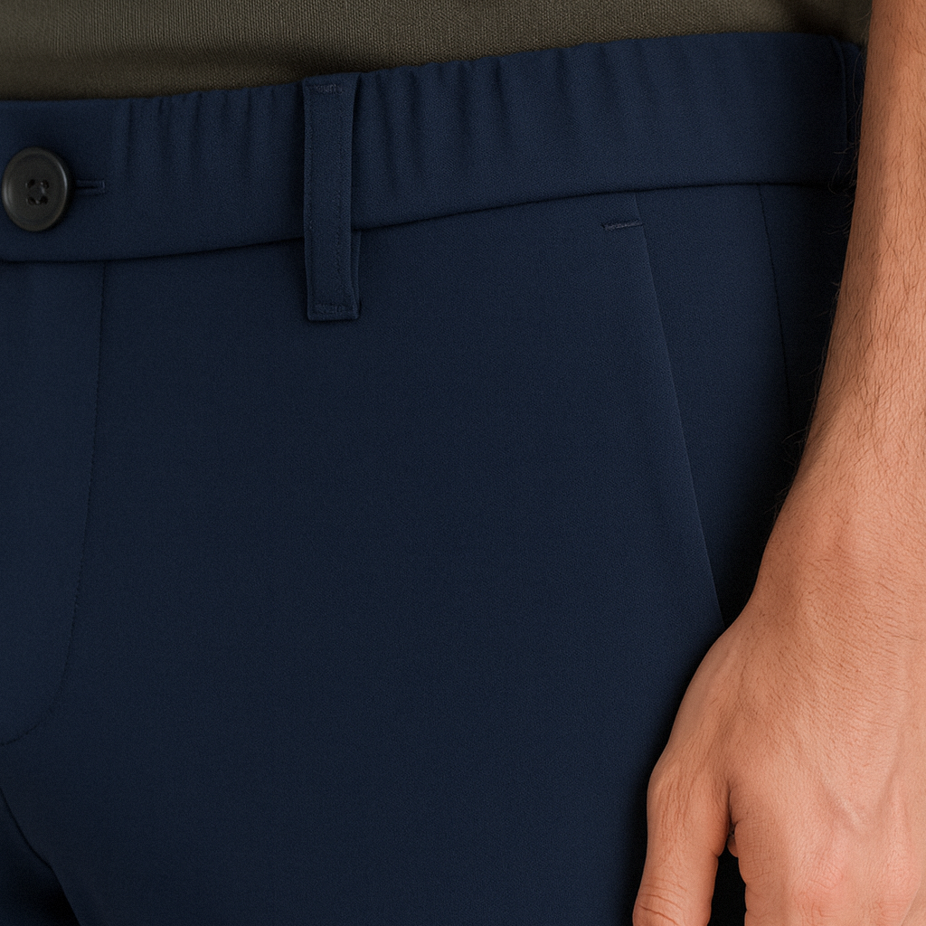 Calça Social Masculina Fiorinni Kyson Azul Marinho - Detalhes do cós