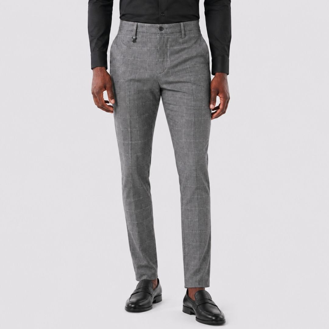 Calça Social Xadrez Masculina Avellar cinza