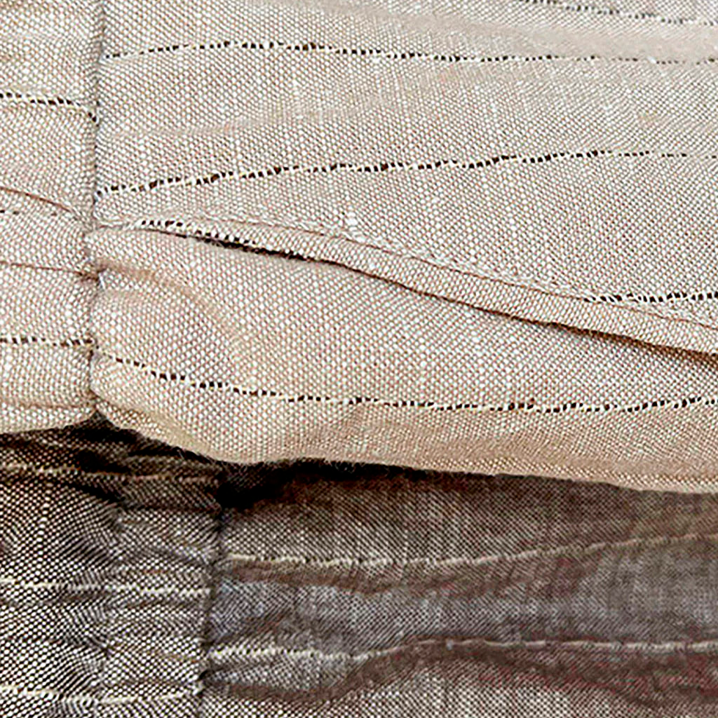 Calça Linho Listrada Fiorinni Verona Bege e Café detalhes