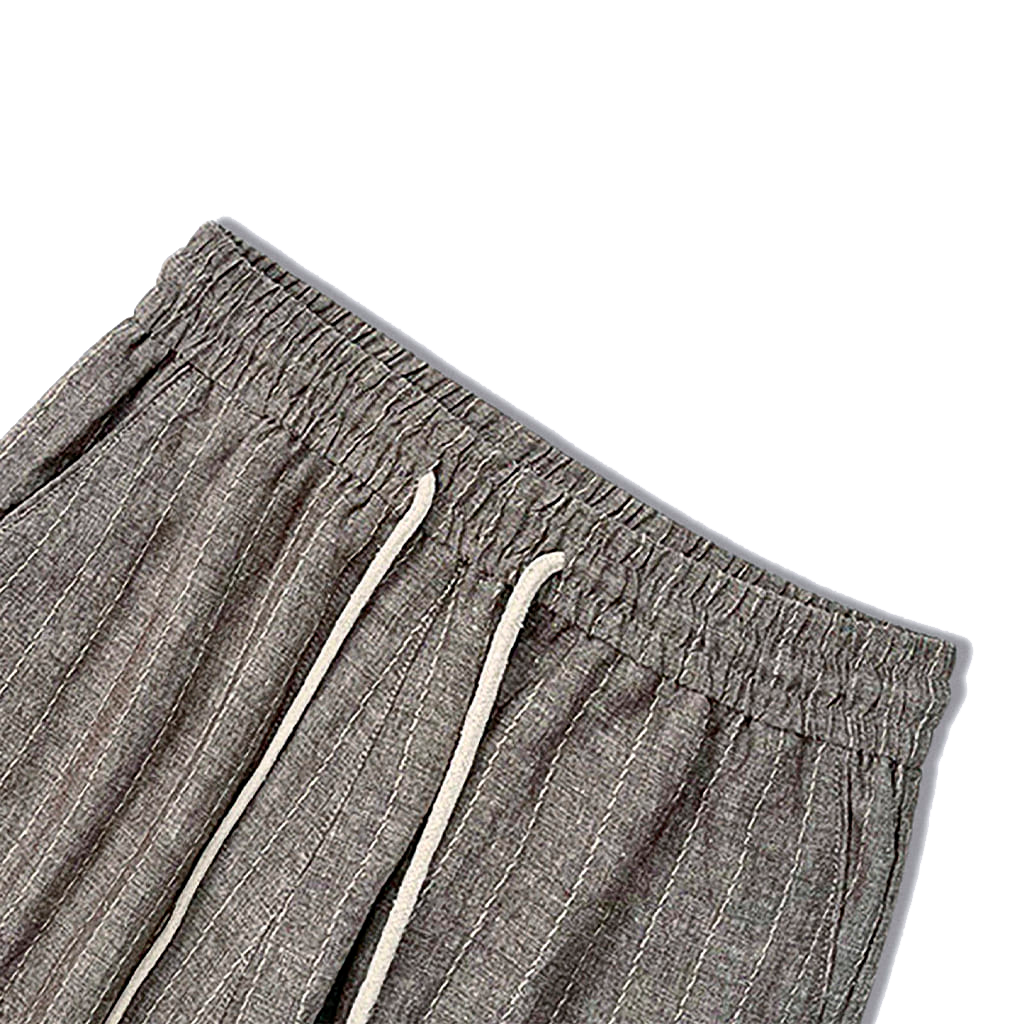 Calça Linho Listrada Fiorinni Verona café detalhes