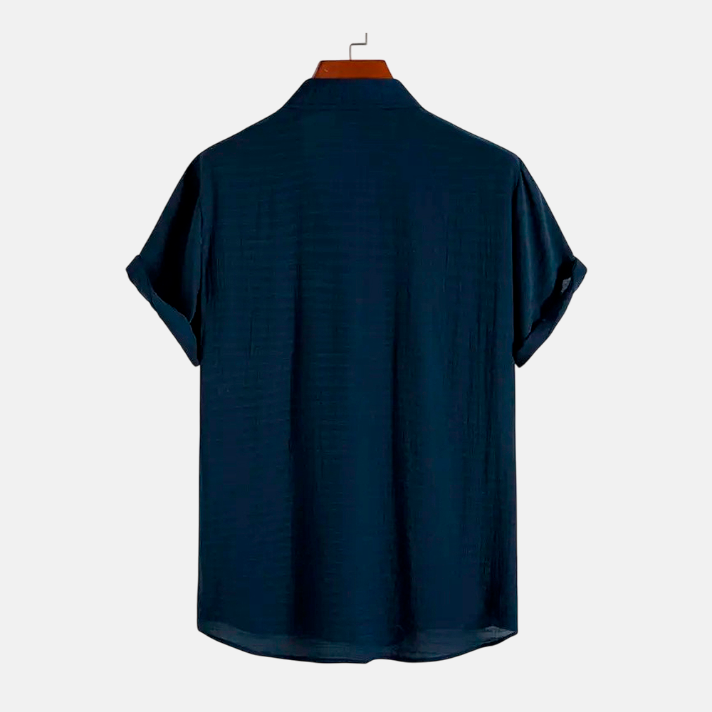 Camisa Manga Curta Básica Fiorinni Modern azul marinho - costas