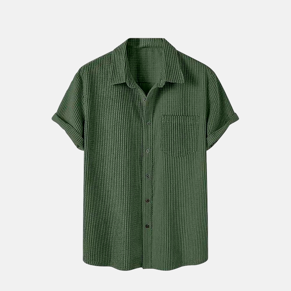 Camisa Manga Curta Fiorinni em Veludo Cotelê verde