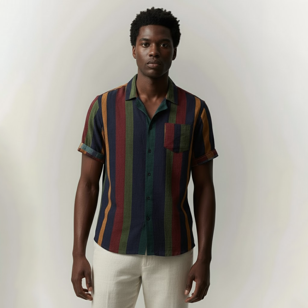 Camisa Manga Curta Leve Listrada Fiorinni