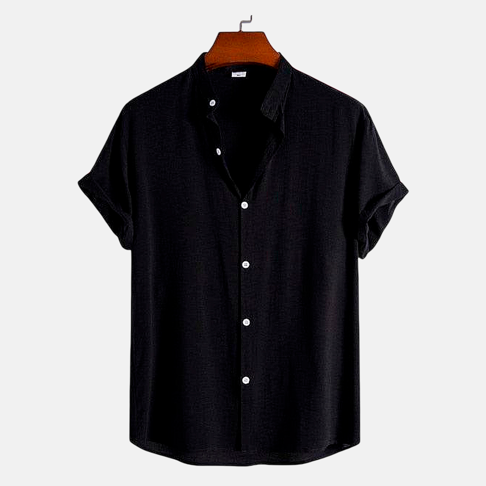 Camisa Masculina Lisa Gola Padre Fiorinni Essentials preta