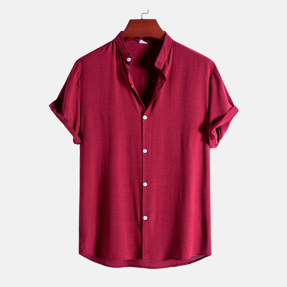 Camisa Masculina Lisa Gola Padre Fiorinni Essentials vinho