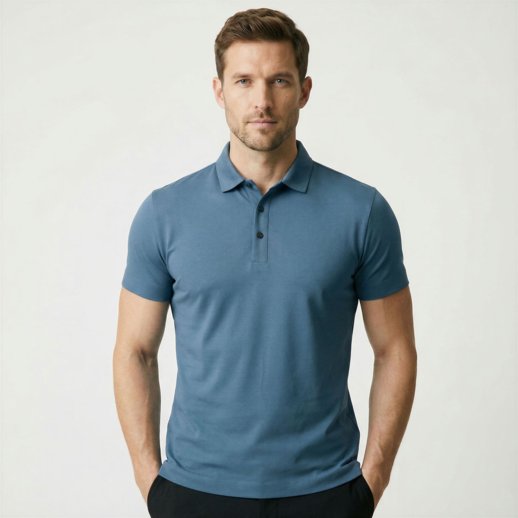 Camisa Polo Masculina em Seda Gelo
