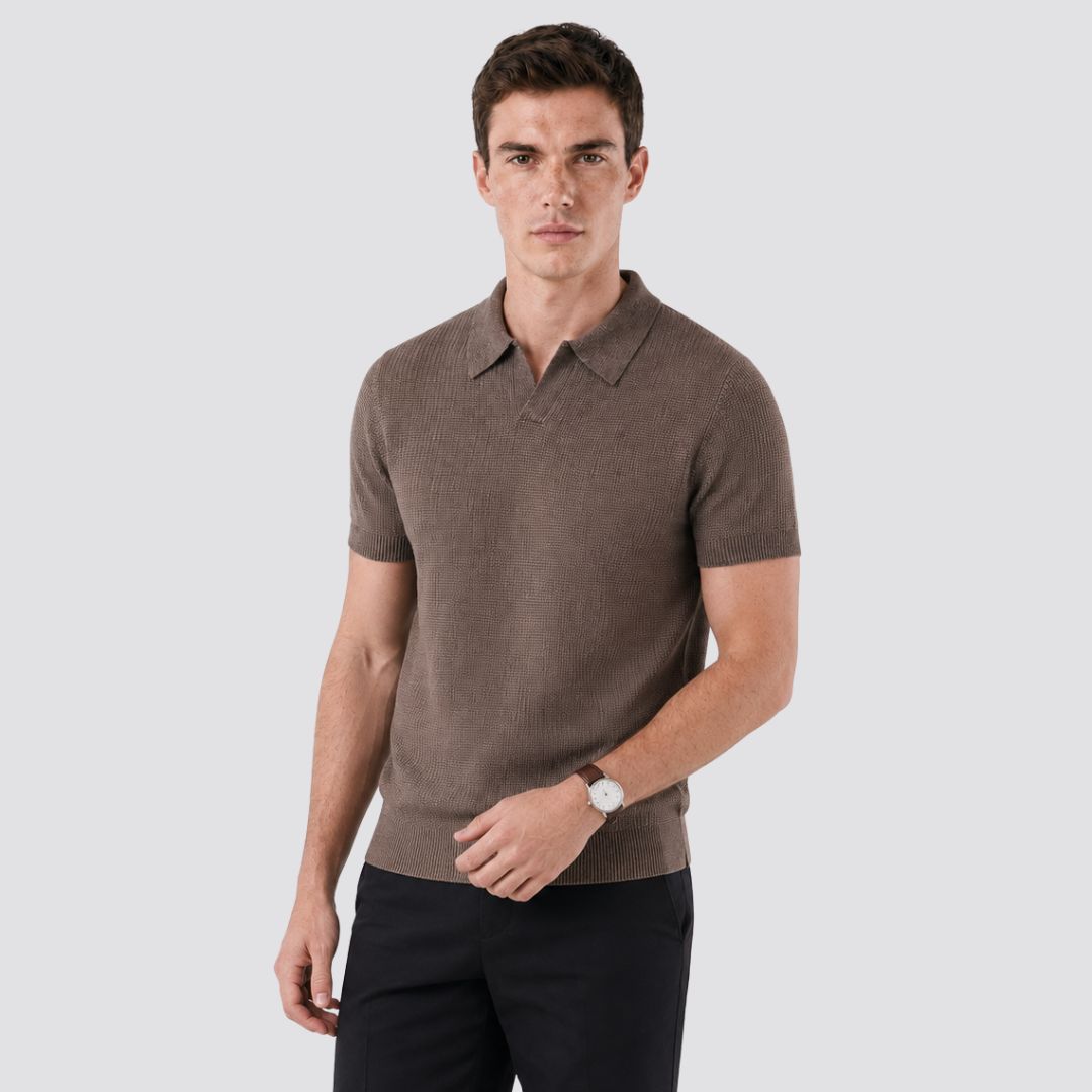 Camisa Polo Tricot Masculina Monza marrom