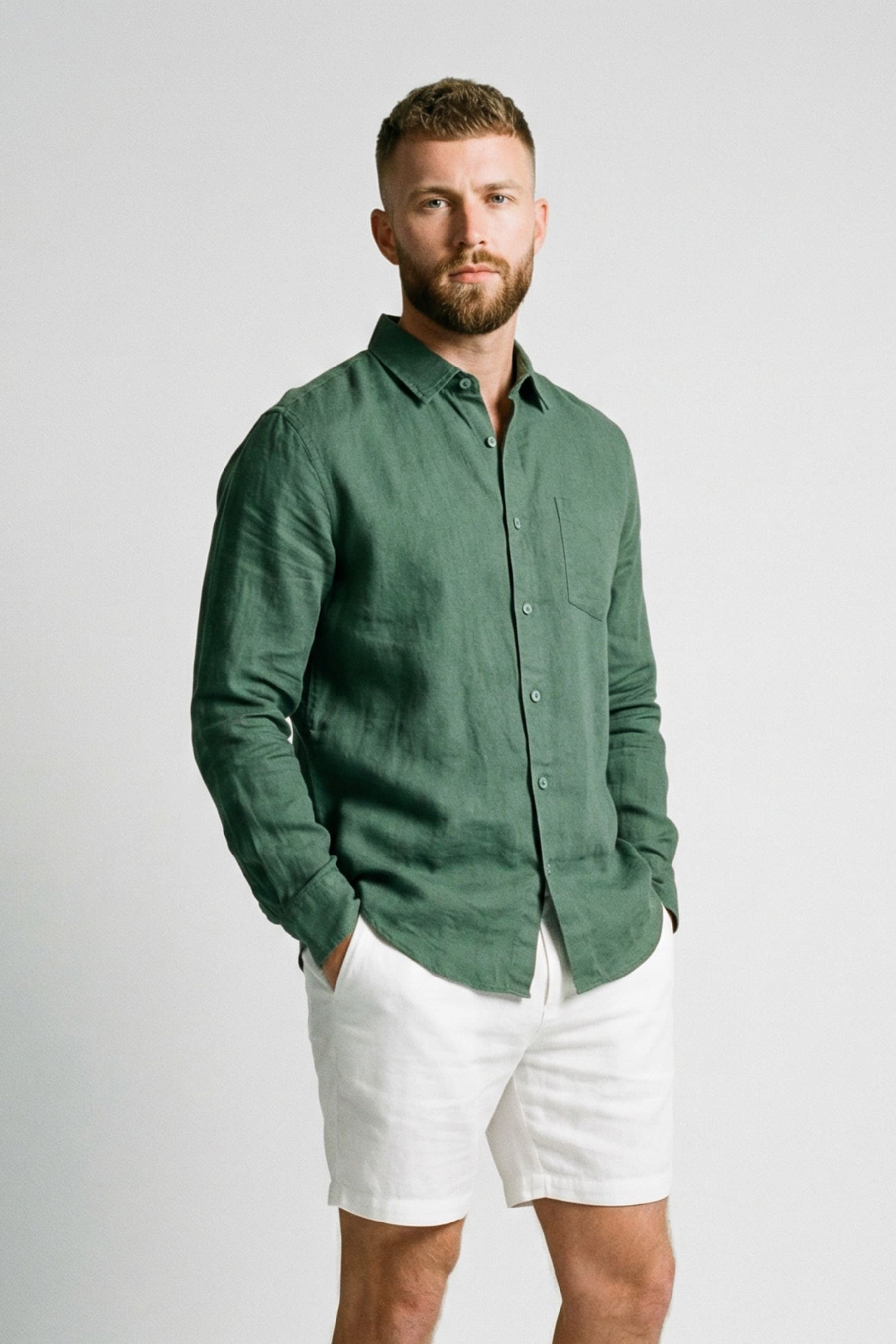 Camisa de Linho Masculina com Bolso capa