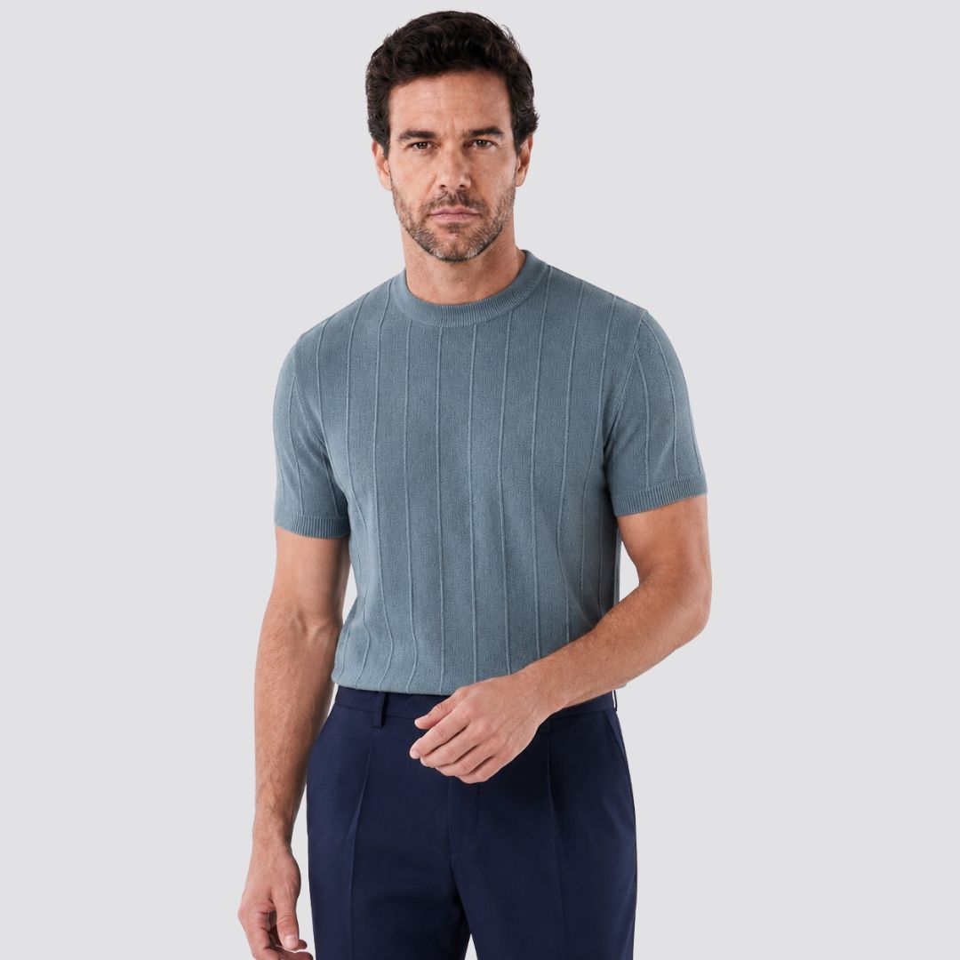Camiseta Tricot Masculina Bellagio azul ardosia
