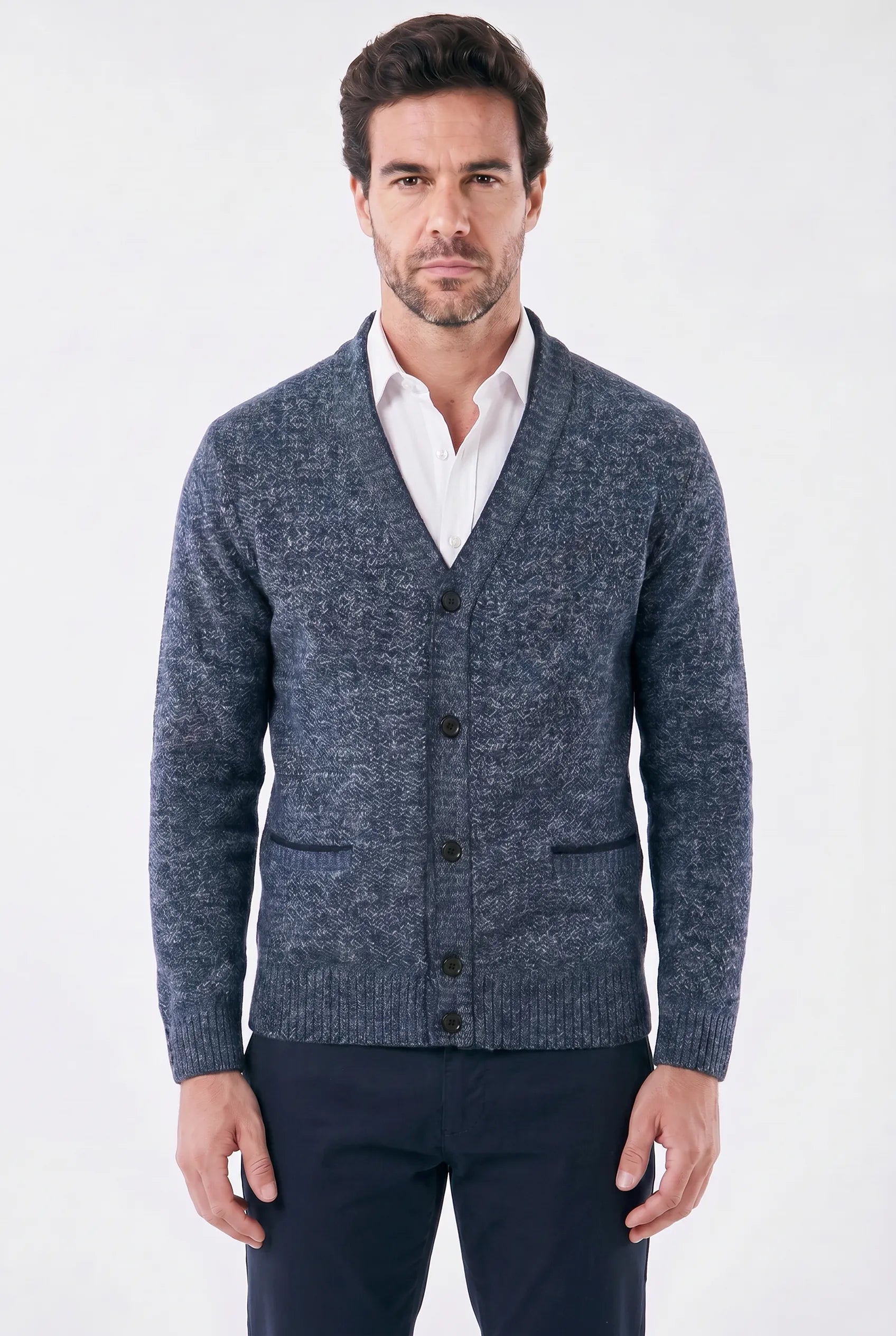 Cardigan Masculino Social Slim com Gola V