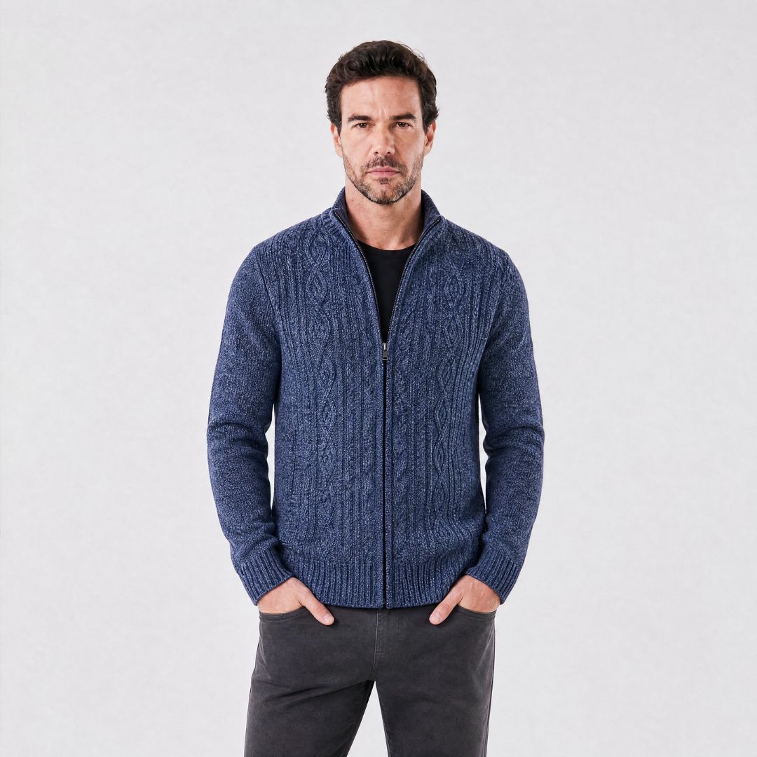Cardigan Masculino Social de Tricô Leve azul