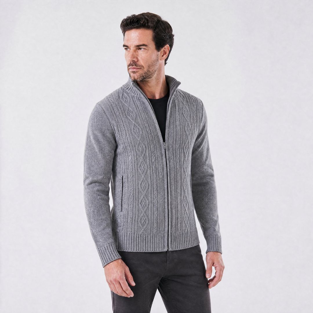 Cardigan Masculino Social de Tricô Leve cinza