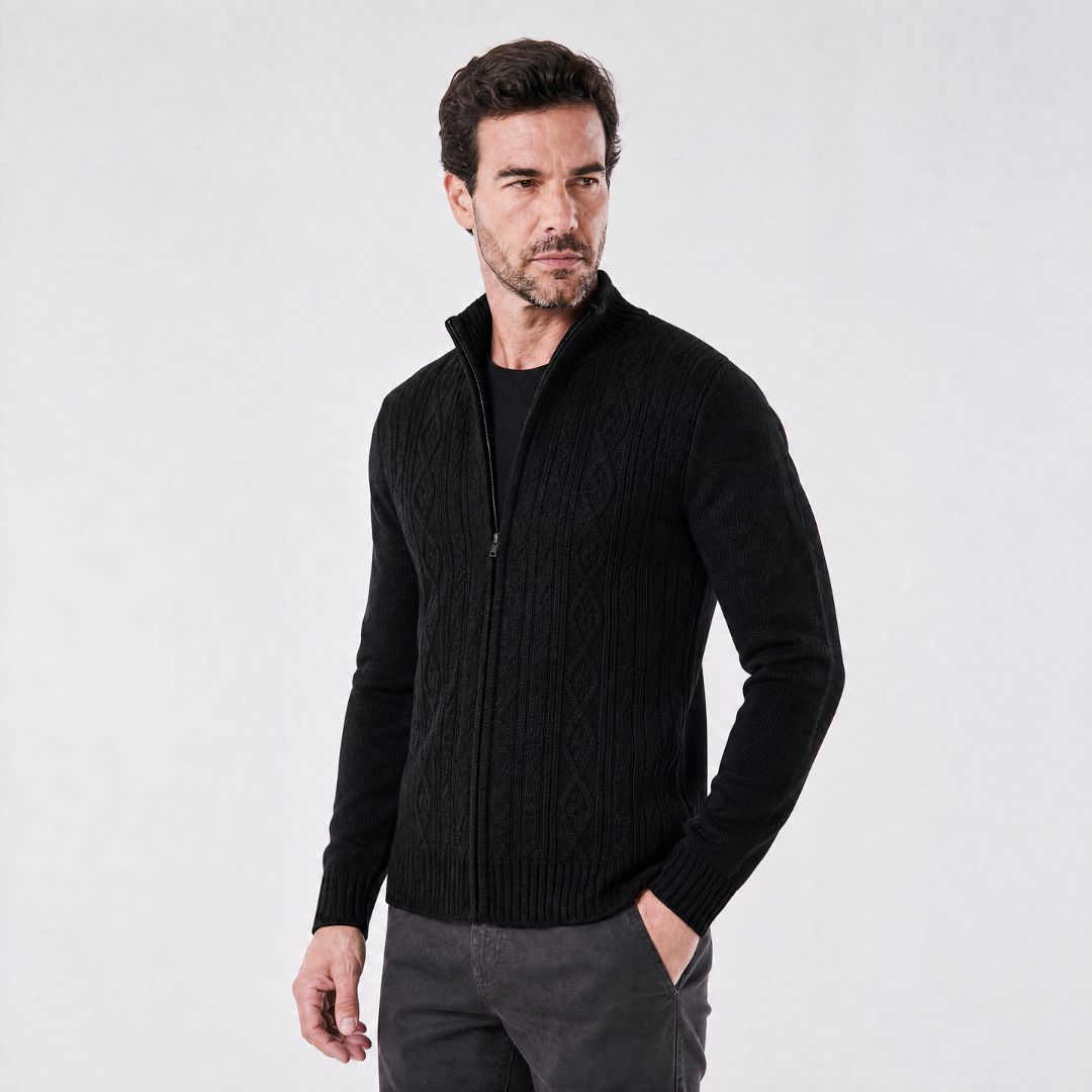 Cardigan Masculino Social de Tricô Leve preto