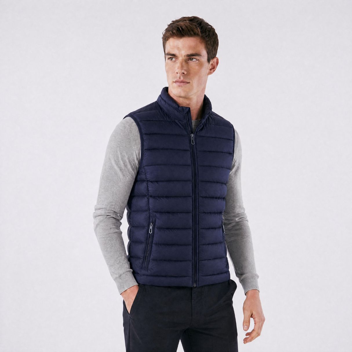 Colete Masculino Puffer Acolchoado com Zíper azul