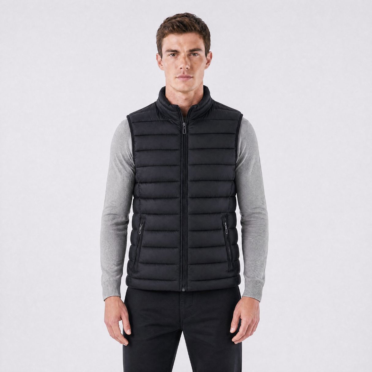 Colete Masculino Puffer Acolchoado com Zíper preto