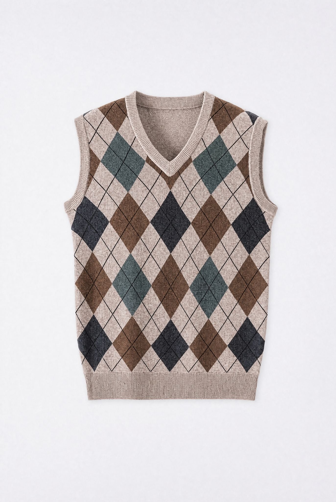 Colete Masculino Tricot Diamond com Estampa Geométrica