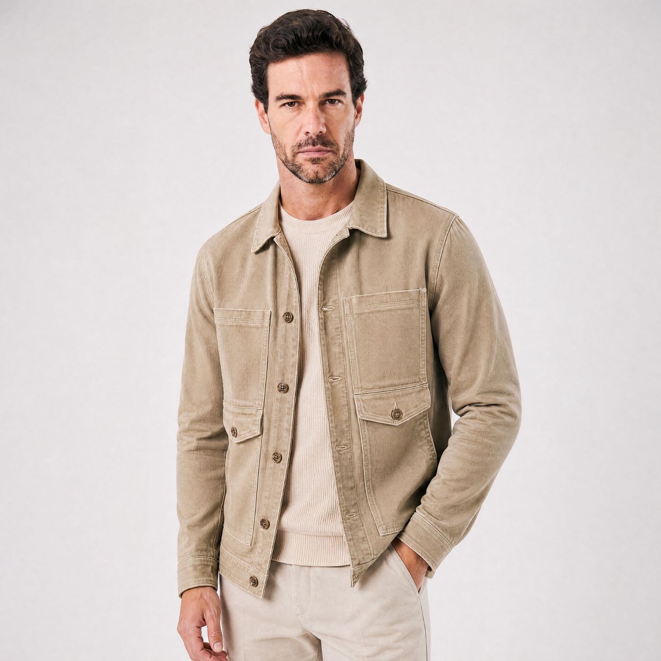 Jaqueta Jeans Masculina em Cáqui