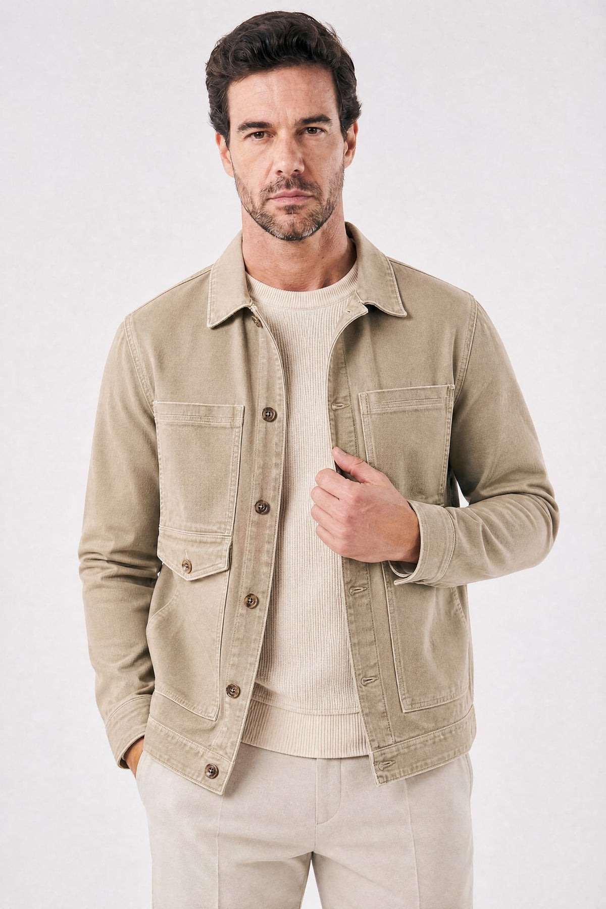 Jaqueta Jeans Masculina em Cáqui