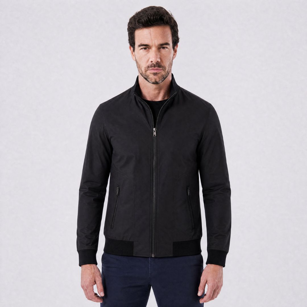 Jaqueta Masculina Bomber com Forro Xadrez Clássico preto