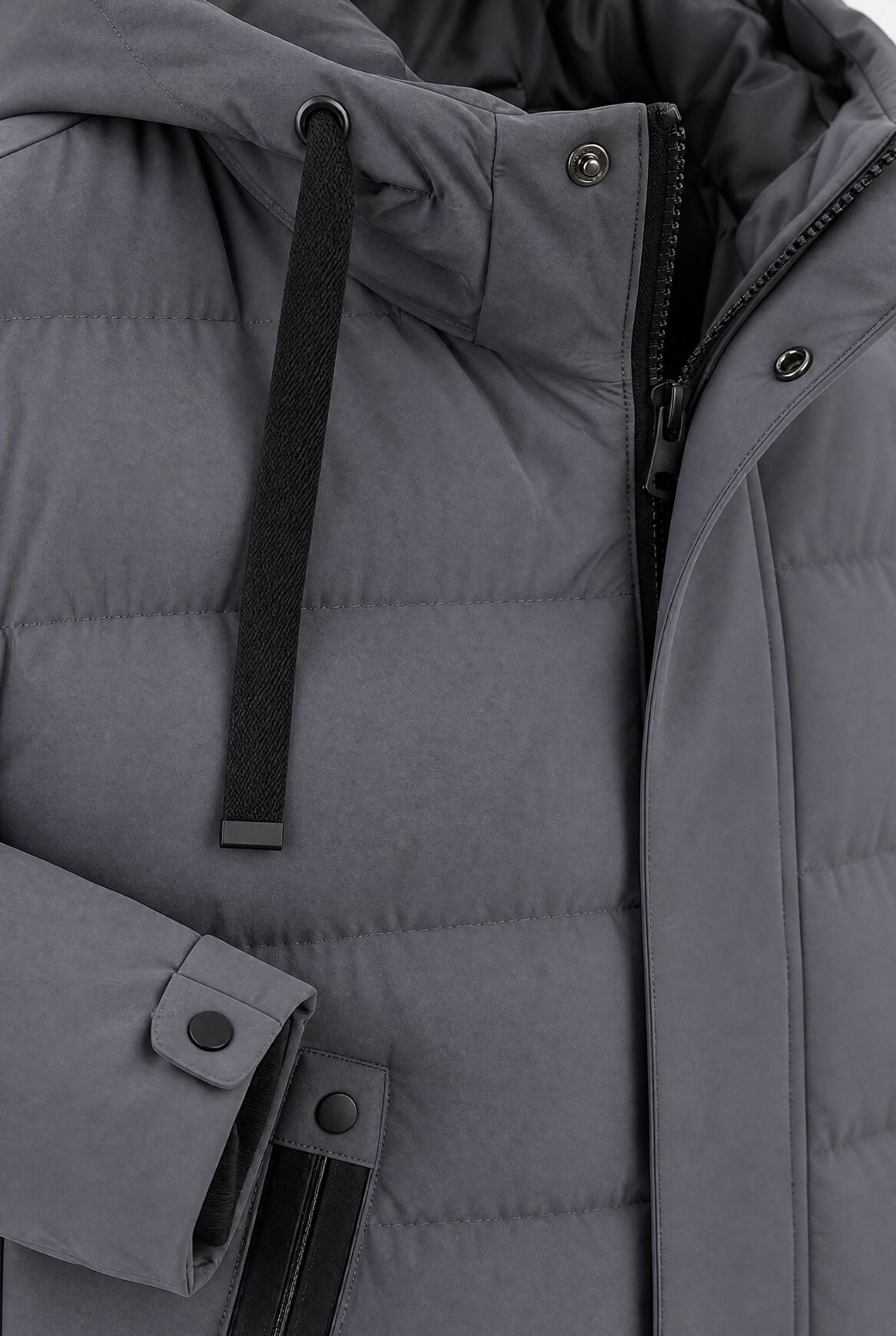 Jaqueta Masculina Puffer Longa Impermeável com Capuz