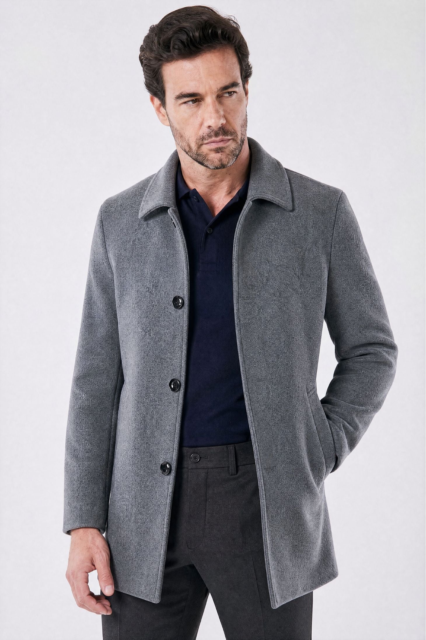 Sobretudo Masculino Curto De Lã Denmark