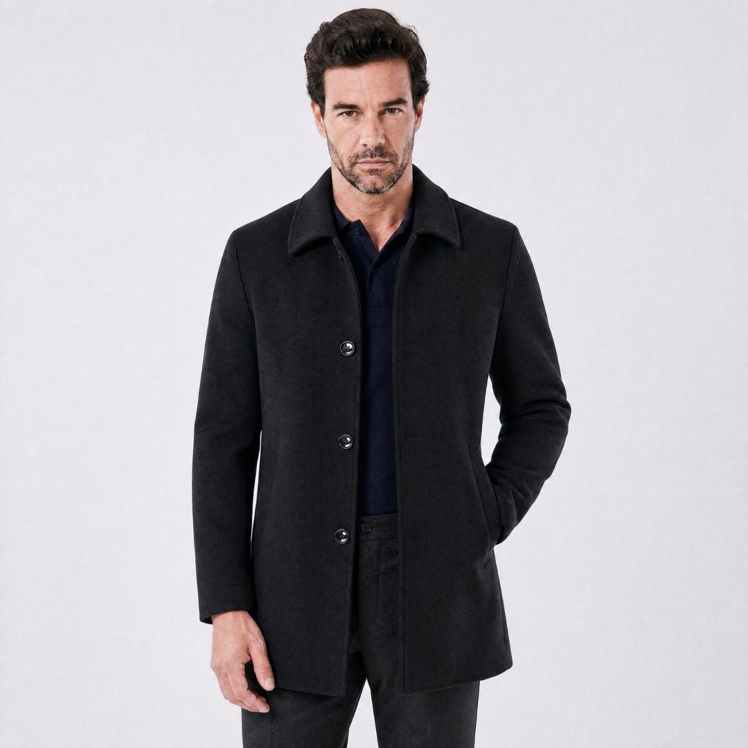 Sobretudo Masculino Curto De Lã Denmark preto
