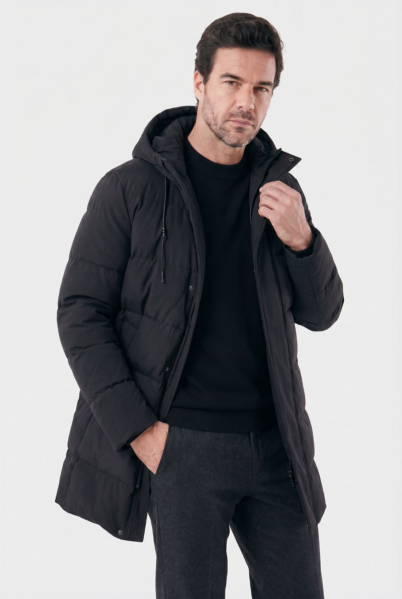 Sobretudo Masculino Puffer com Capuz Manhattan