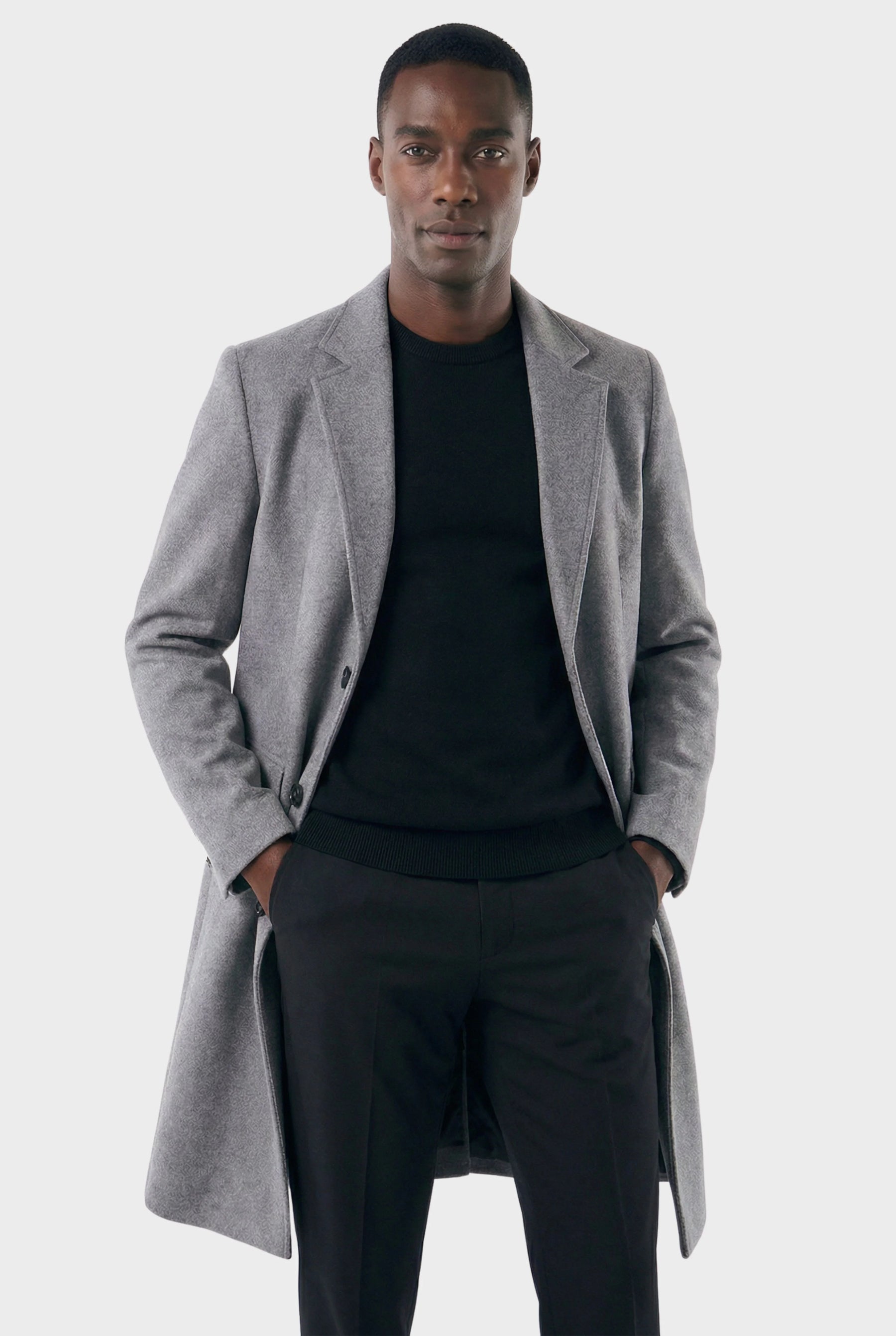 Sobretudo Masculino Social Longo com Lapela Notched