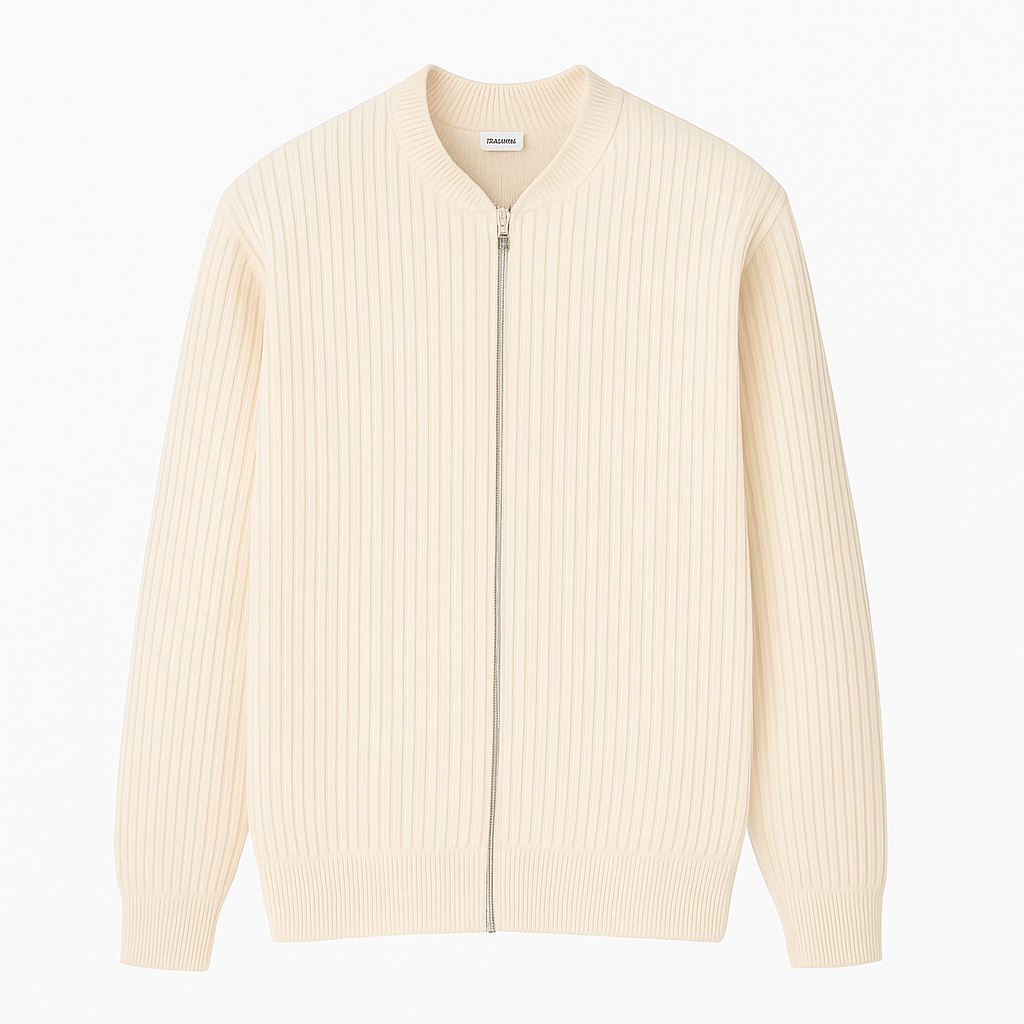 Suéter Masculino Clássico com Zíper Fiorinni bege