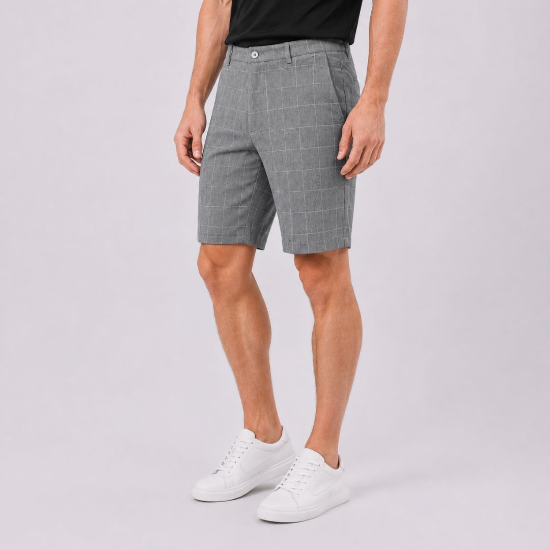 Bermuda Masculina de Alfaiataria Xadrez branco