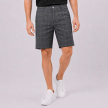 Bermuda Masculina de Alfaiataria Xadrez cinza escuro