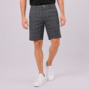 Bermuda Masculina de Alfaiataria Xadrez cinza escuro