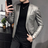 Blazer Masculino de Couro Fiorinni Lancaster Gray Leather Cinza