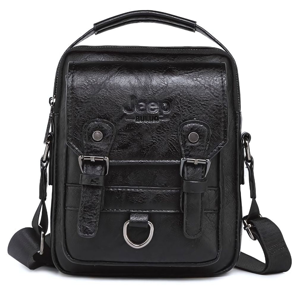 Bolsa Transversal Masculina de Couro Jeep preto