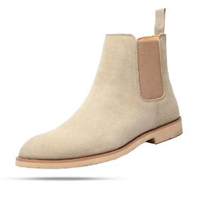 Bota Chelsea Masculina em Couro e Camurça Camden bege