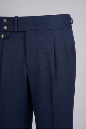 Calça Alfaiataria Masculina em Poliviscose Acetinada Azul Marinho