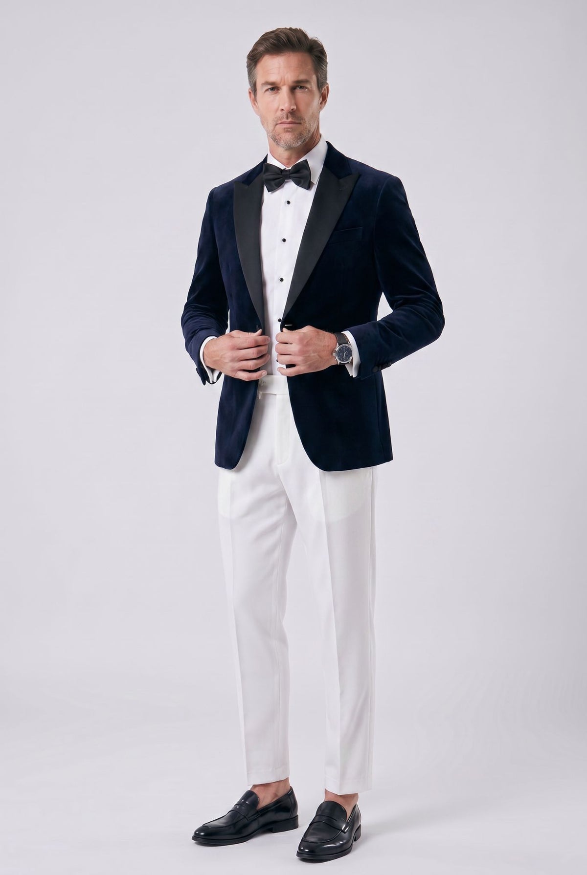 Calça Alfaiataria Masculina em Poliviscose Acetinada Branca