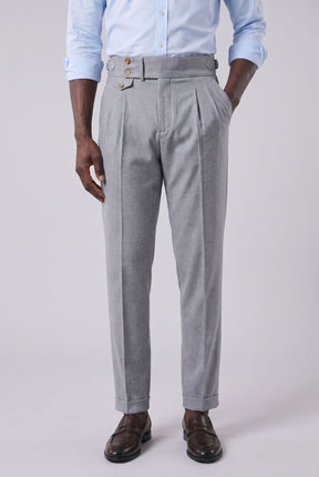 Calça Alfaiataria Masculina em Poliviscose Acetinada Cinza