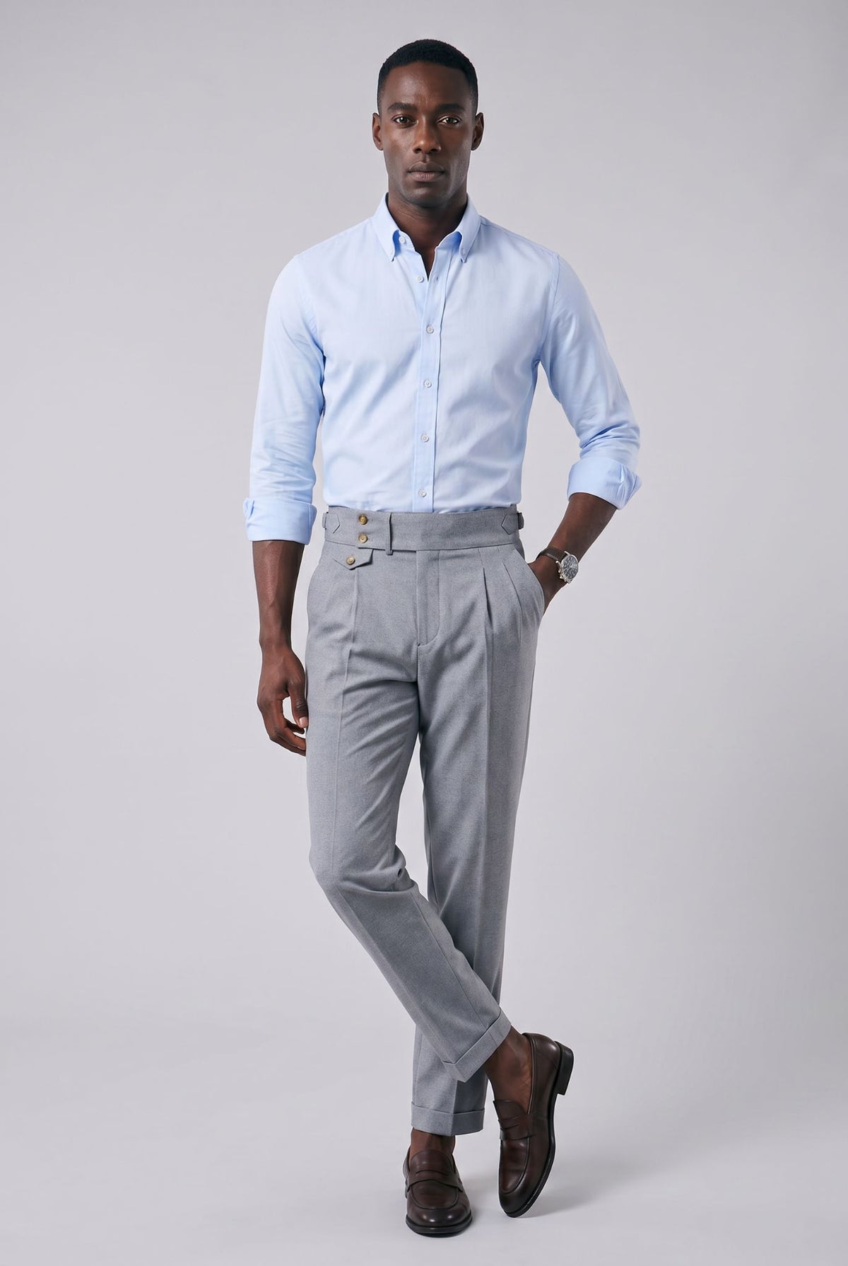 Calça Alfaiataria Masculina em Poliviscose Acetinada Cinza