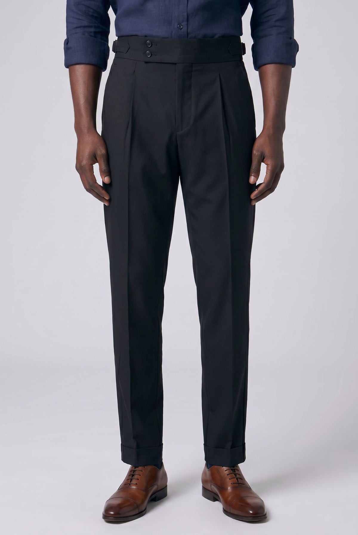 Calça Alfaiataria Masculina em Poliviscose Acetinada Preta