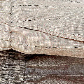 Calça Linho Listrada Fiorinni Verona Bege e Café detalhes