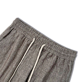 Calça Linho Listrada Fiorinni Verona café detalhes