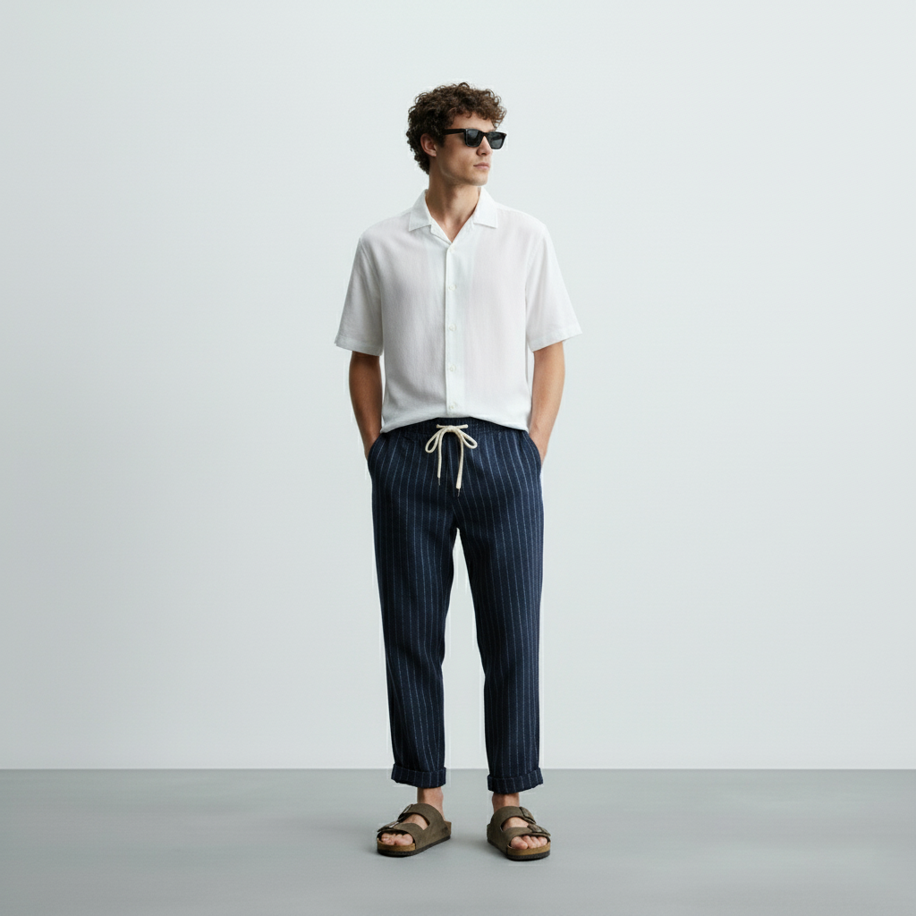 Calça Linho Listrada Fiorinni F084