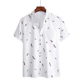 Camisa Manga Curta Estampada Fiorinni Feathers