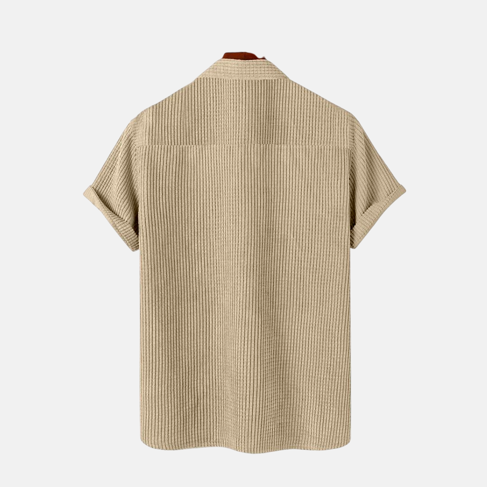 Camisa Manga Curta Fiorinni em Veludo Cotelê cáqui - costas