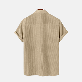 Camisa Manga Curta Fiorinni em Veludo Cotelê cáqui - costas