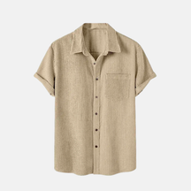 Camisa Manga Curta Fiorinni em Veludo Cotelê cáqui