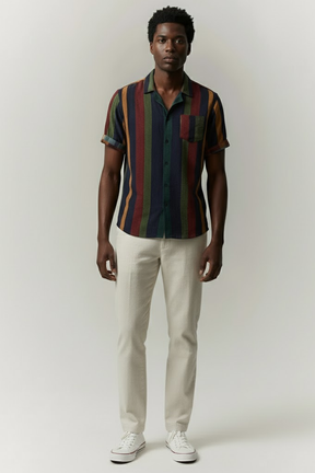 Camisa Manga Curta Leve Listrada Fiorinni