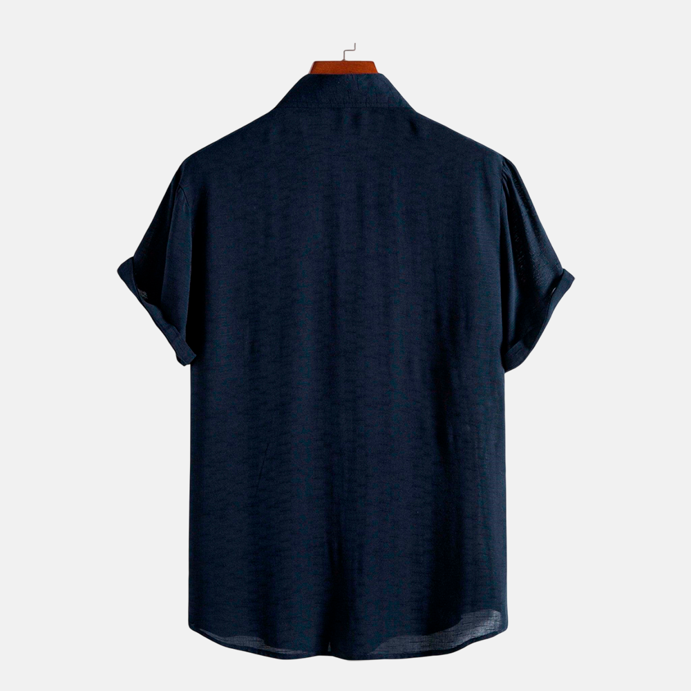 Camisa Manga Curta Lisa Fiorinni Everyday azul marinho - costas 